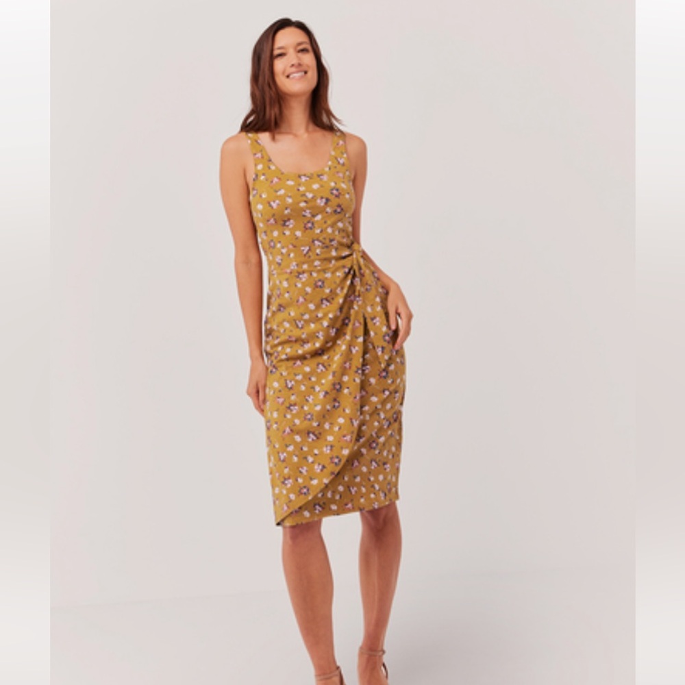 Pact organic soirée wrap dress buttery soft, color “Chai”
